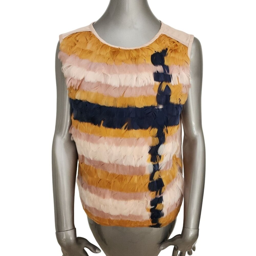 Tory Burch NWT Pink Sleeveless Feather Top Large